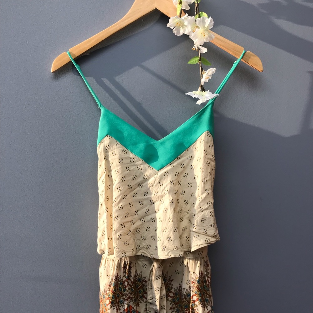 Elevenses Anthropologie Romper Women’s Shorts Pockets Zips Rayon Size 6 [aa]